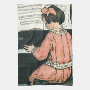 Paño De Cocina Escalas de Jessie Willcox Smith, niña de música de