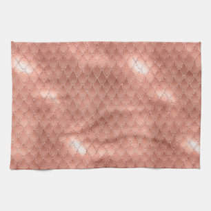 Paño De Cocina Escamas de Dragón con Brillo Dorado Rosa Brillante
