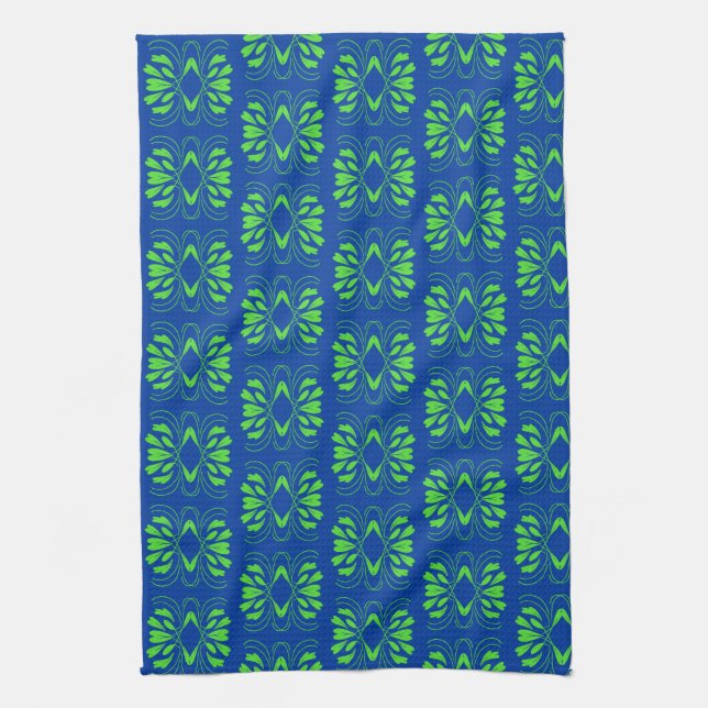 Paño De Cocina Escandinavia Mod Blue Green en todo el mundo (Vertical)