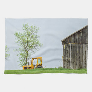 Paño De Cocina Escena De Barn Con Tractor