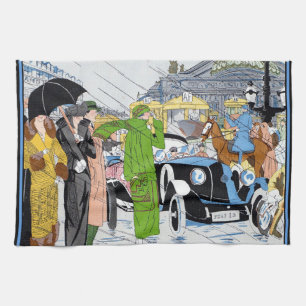Paño De Cocina Escena de la calle Art Deco
