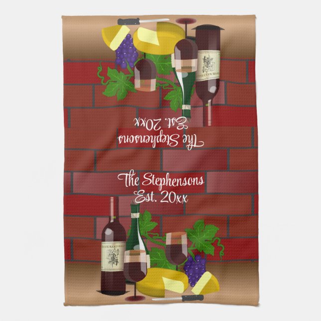 Paño De Cocina Escena De La Mesa De Queso De Vino (Vertical)