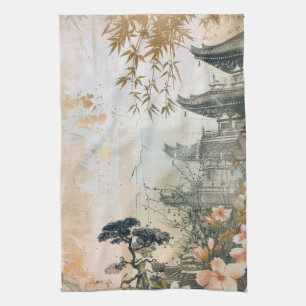 Paño De Cocina Escena del Jardín de Flor de Cerezo (7)