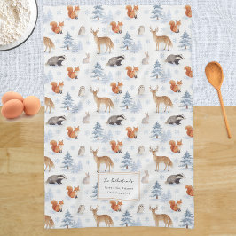 Paño De Cocina Escena personalizada de Navidad Bosque Invernal Fa