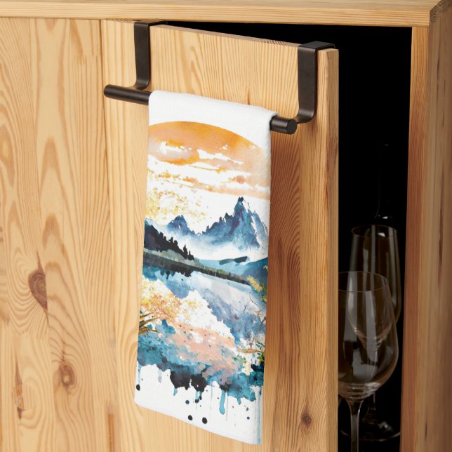 Paño De Cocina Escenario de montaña acuático (Pliegue de tercios)