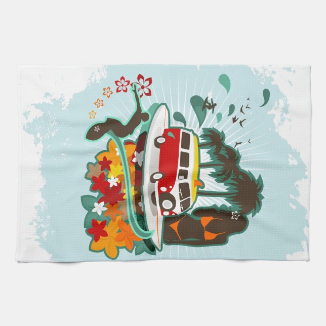 Paño De Cocina Escenario de playa tropical (Horizontal)