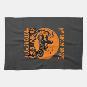 Paño De Cocina Escoba Rompió Bruja De Halloween Motocicleta Murci