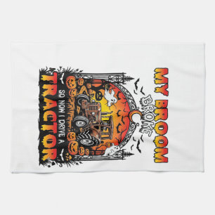 Paño De Cocina Escoba Rompió Tractor Halloween Bruja Fantasmas_1