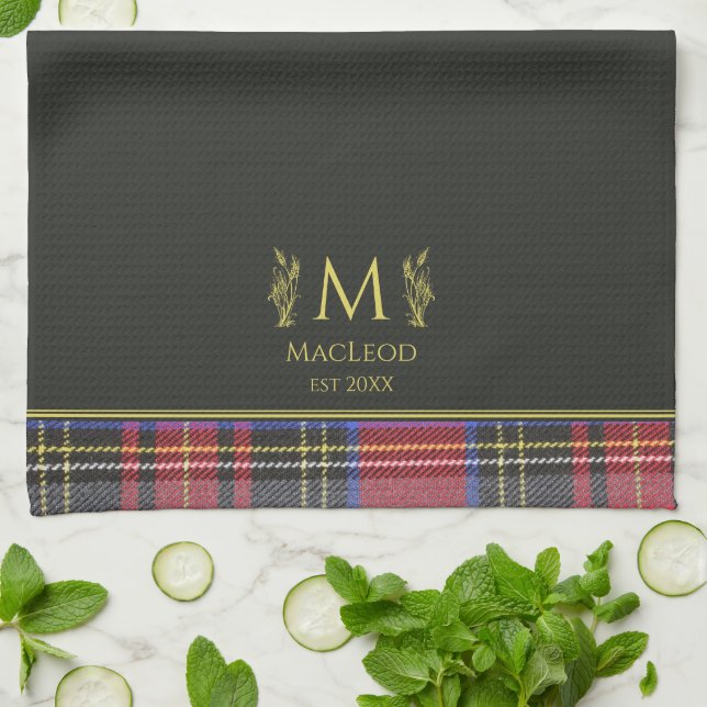 Paño De Cocina Escocia Red Tartan Personalizado Nombre Personaliz (Doblado)