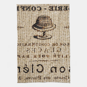 Paño De Cocina escritura burlap shabby chic pastel de país francé