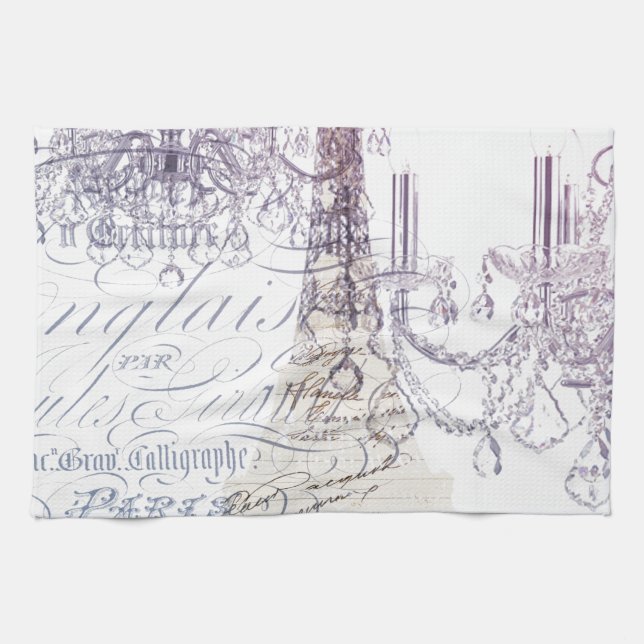 Paño De Cocina escritura francesa chandelier paris eiffel tower (Horizontal)