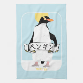 Paño De Cocina Escritura pingüino japonesa que lee el pingüino