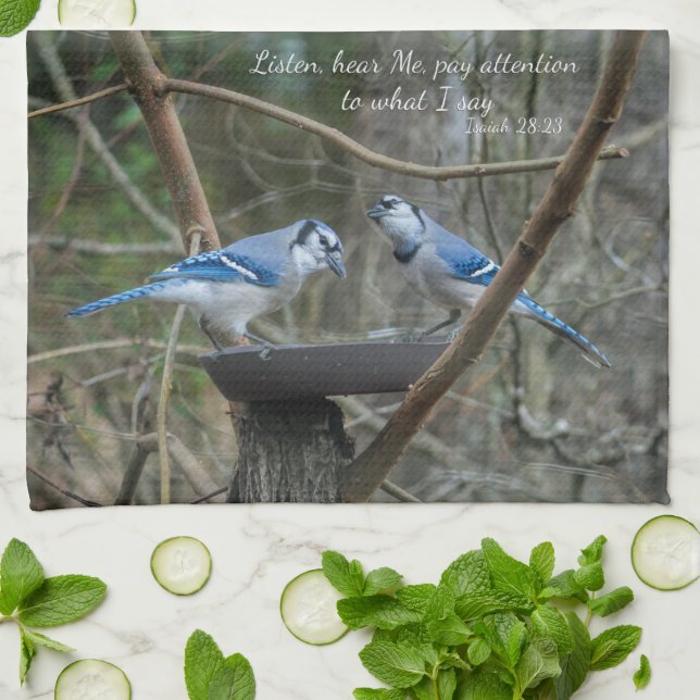 Paño De Cocina Escuchando grillos azules con verso de Isaías (Doblado)