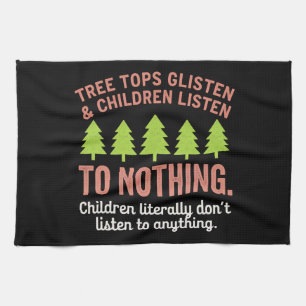 Paño De Cocina Escudo de árboles y niños no escuchan nada