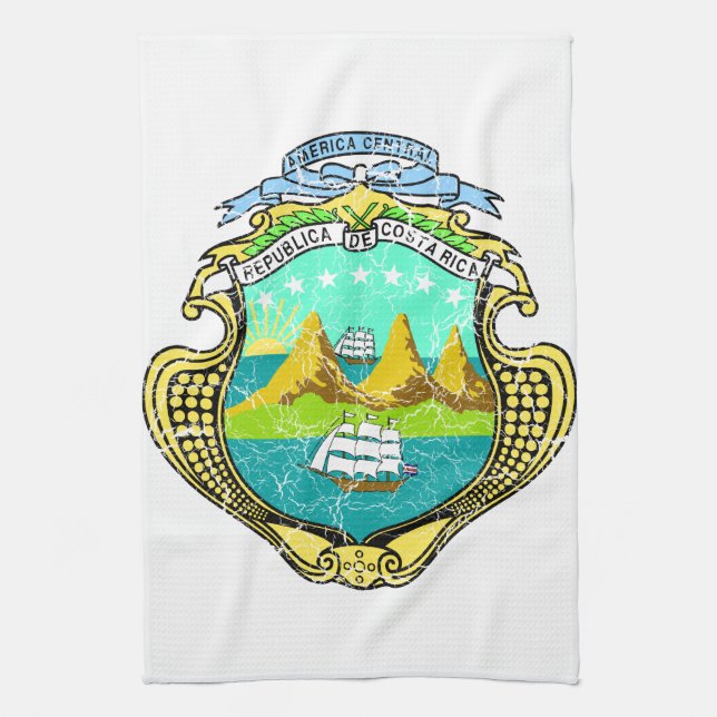 Paño De Cocina Escudo de armas de Costa Rica (Vertical)