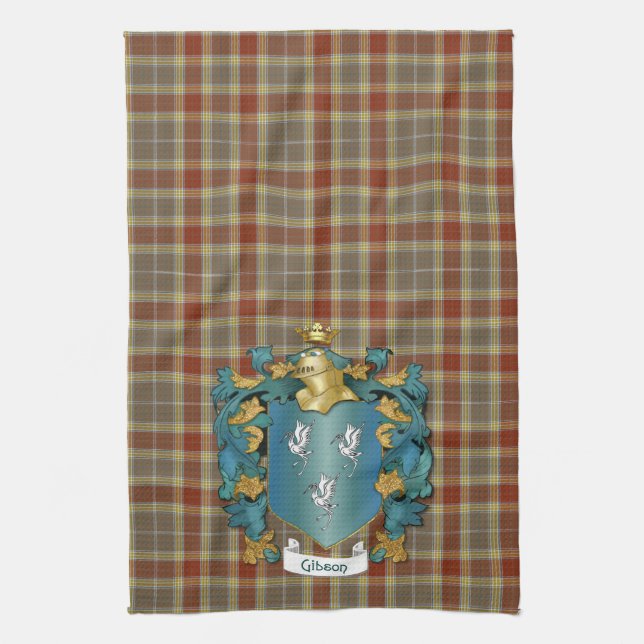 Paño De Cocina Escudo de armas Gibson y Tartán (Vertical)