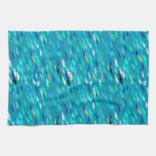 Paño De Cocina Escuela de Pescado, Turquesa, Azul y Aqua