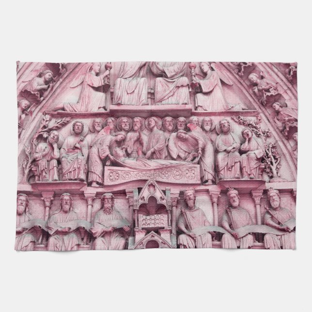 Paño De Cocina Esculturas históricas cristianas Notre Dame Paris (Horizontal)
