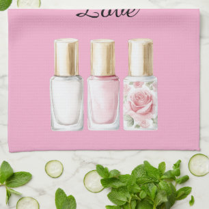 Paño De Cocina Esmalte de uñas floral rosa Pretty Rose