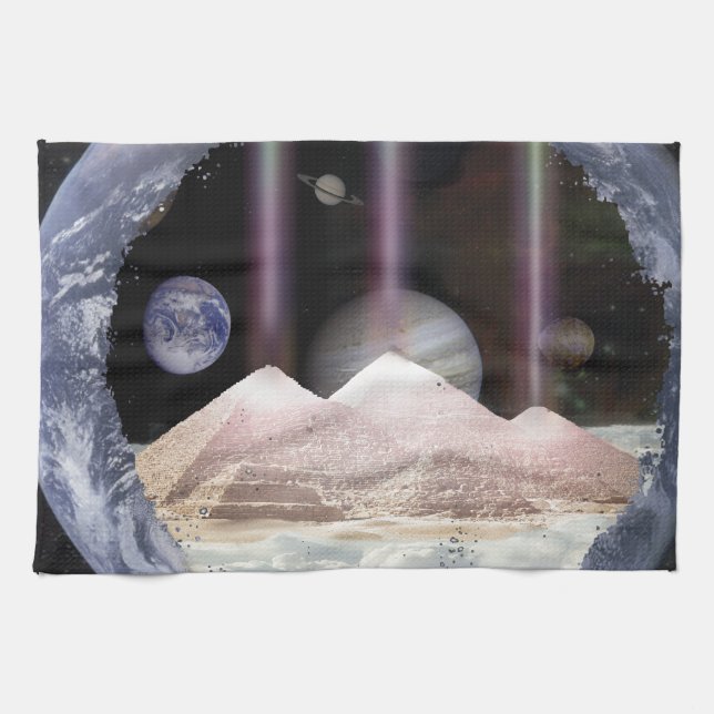 Paño De Cocina Espacio de los planetas de las pirámides (Horizontal)