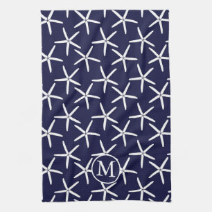 Paño De Cocina Espalda blanca sobre fondo azul marino