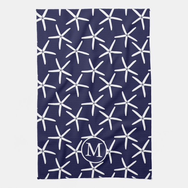 Paño De Cocina Espalda blanca sobre fondo azul marino (Vertical)