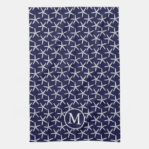 Paño De Cocina Espalda blanca sobre fondo azul marino