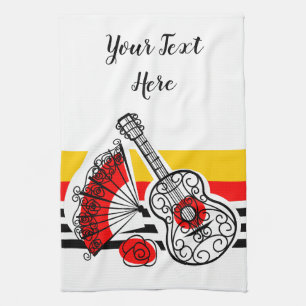 Paño De Cocina Español Souvenirs Clásico Stripe Texto vertical