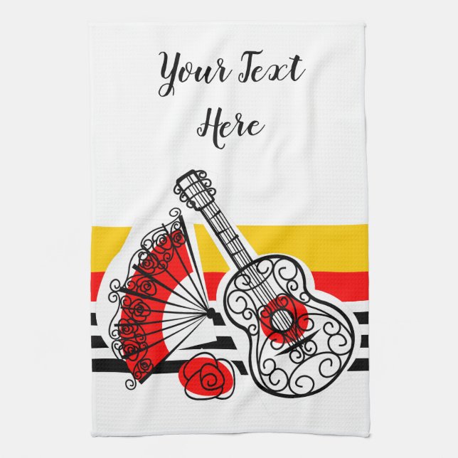 Paño De Cocina Español Souvenirs Clásico Stripe Texto vertical (Vertical)