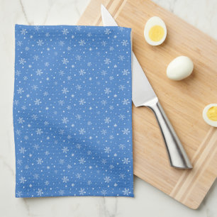 Paño De Cocina Espectacular copo de nieve a mano azul invernal