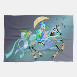 Paño De Cocina Espectacular de pavo real con caballos encantados