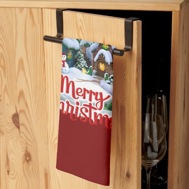 Paño De Cocina Espectacular Globe de nieve de la villa invernal (Pliegue de tercios)