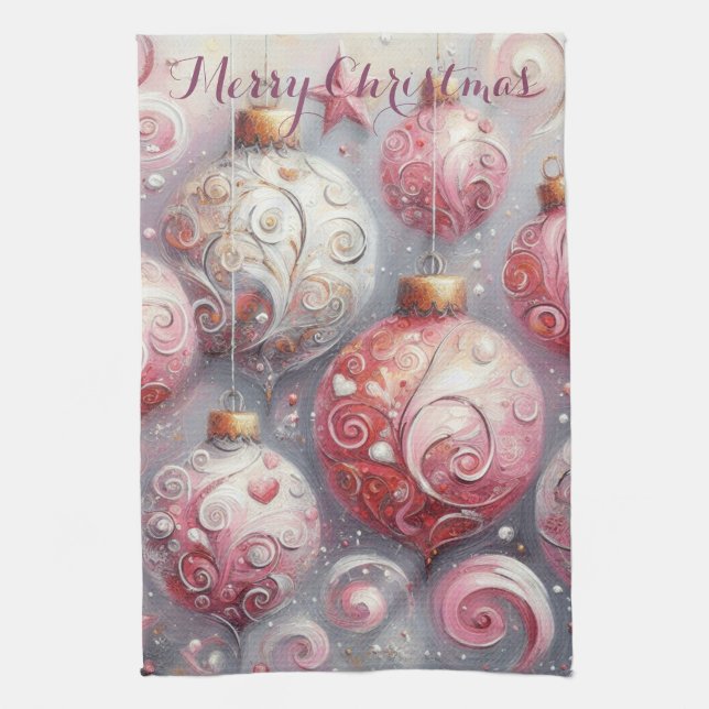 Paño De Cocina Espectaculares adornos de Navidad impresionistas (Vertical)