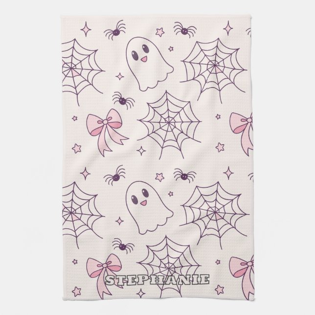 Paño De Cocina Espectador de Halloween y patrón de Spiderweb (Vertical)