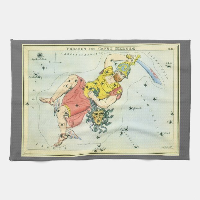 Paño De Cocina Espejo de Urania, Mapa Celeste Antiguo de Astronom (Horizontal)