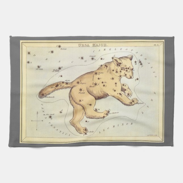 Paño De Cocina Espejo de Urania, mapa celeste de astronomía vinta (Horizontal)