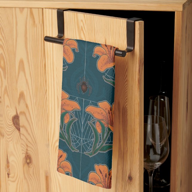 Paño De Cocina Espeluznantes arañas de Halloween y la cosecha vic (Pliegue de tercios)