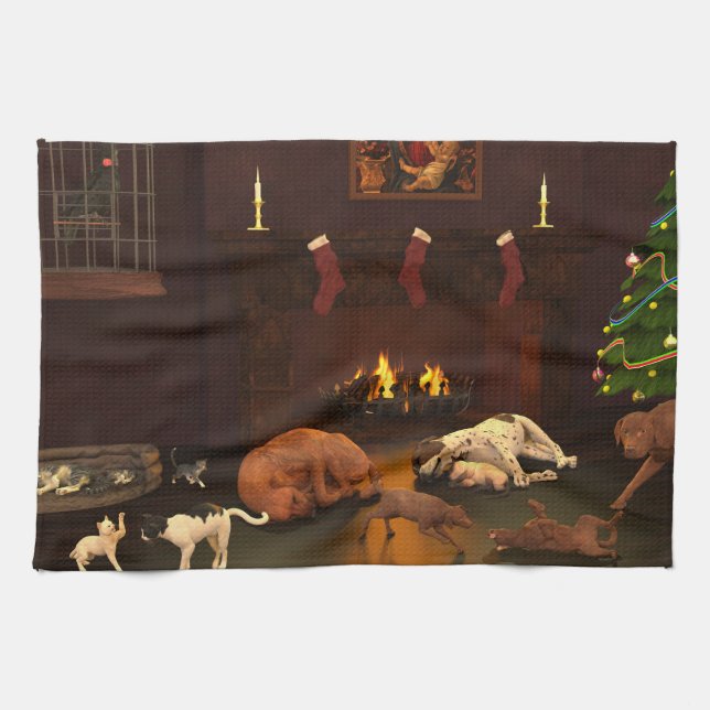 Paño De Cocina Esperando la Navidad de Padre (Horizontal)