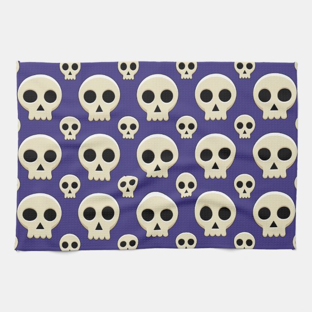 Paño De Cocina Espinoso patrón de cráneo de Gótico kawaii (Horizontal)