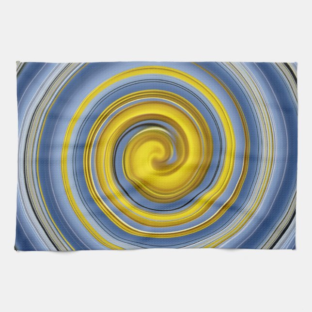 Paño De Cocina Espiral amarillo-azul de tela de cocina (Horizontal)
