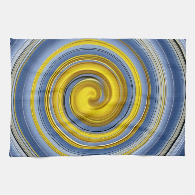 Paño De Cocina Espiral amarillo-azul de tela de cocina (Horizontal)