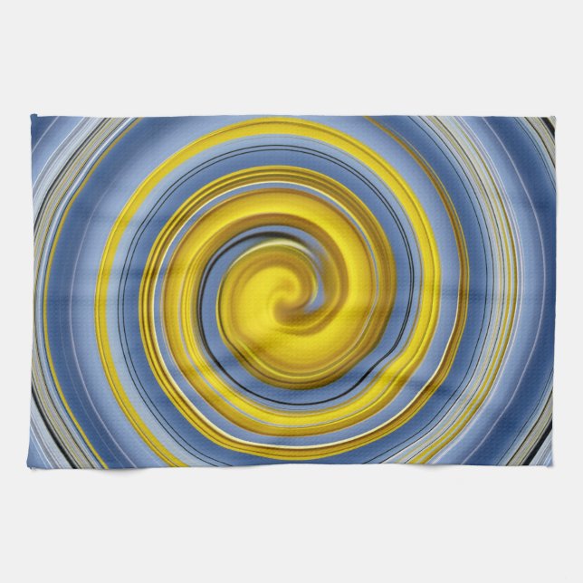 Paño De Cocina Espiral amarillo-azul de tela de cocina (Horizontal)