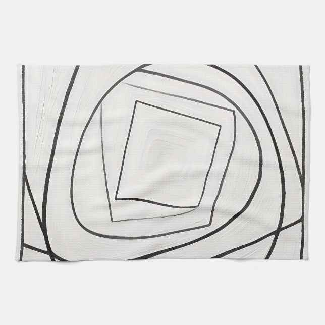 Paño De Cocina Espiral Cuadrada Abstracta Blanco Negro (Horizontal)