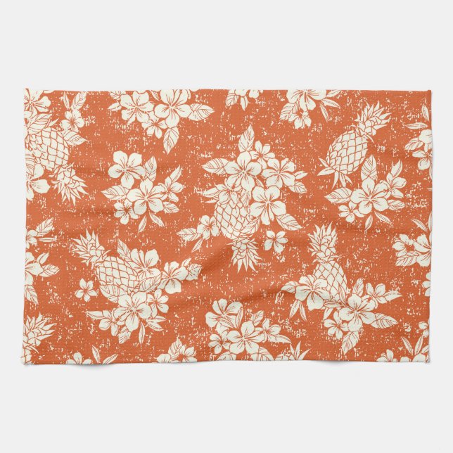 Paño De Cocina Espíritu Aloha: Armonía Hibiscus-Pineapple. (Horizontal)