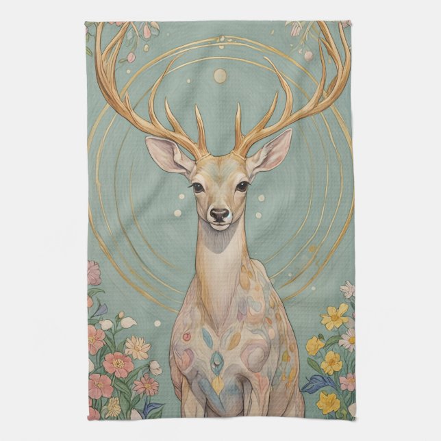 Paño De Cocina Espíritu suave: Un ciervo pastel (Vertical)