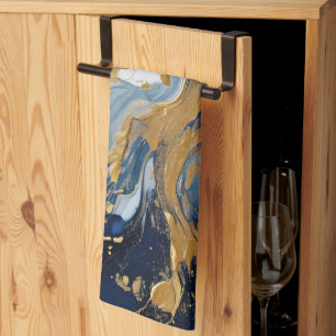 Paño De Cocina Esplandor audaz de oro y azul