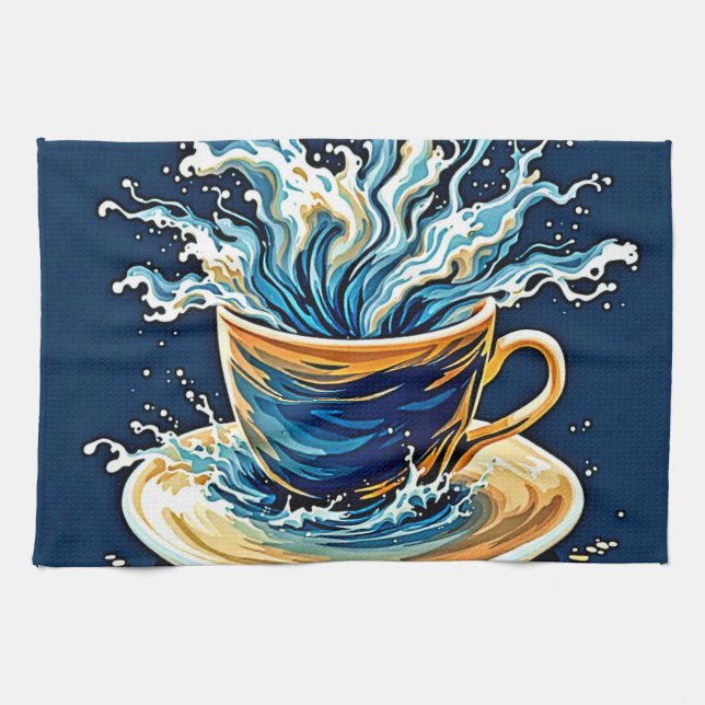 Paño De Cocina Esplash de café oceánico (Horizontal)