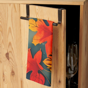 Paño De Cocina Espléndidas hojas de arce rústico otoñal