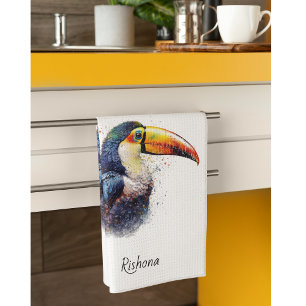 Paño De Cocina Esplendor Tropical Toucan, personalizado