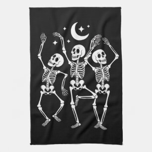 Paño De Cocina Esqueleto Bailarín Feliz Halloween Otoño Cráneo